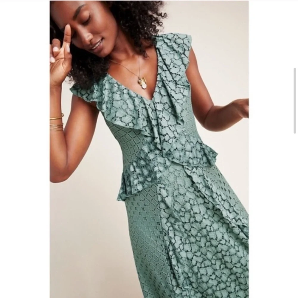 NWOT Anthropologie Antoinette Lace V Neck Midi Dress Size 6 - Picture 2 of 6